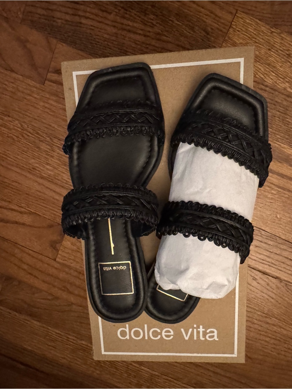 Dolce Vita Women's Black Braided Slide Sandals